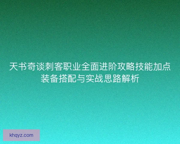 天书奇谈刺客职业全面进阶攻略技能加点装备搭配与实战思路解析